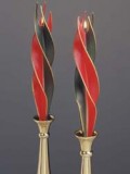 12″ Beeswax 2-Color Feather Twists with Gold Edging